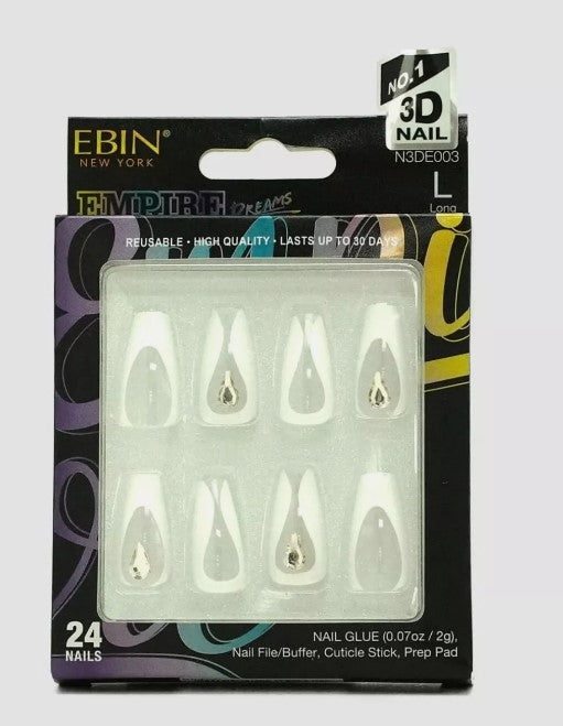 Ebin New York Empire Dreams Collection Nails Set 24pcs With Glue