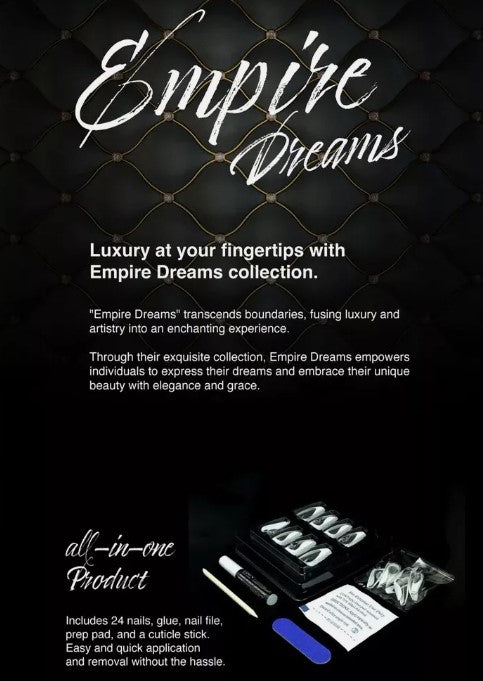 Ebin New York Empire Dreams Collection Nails Set 24pcs With Glue