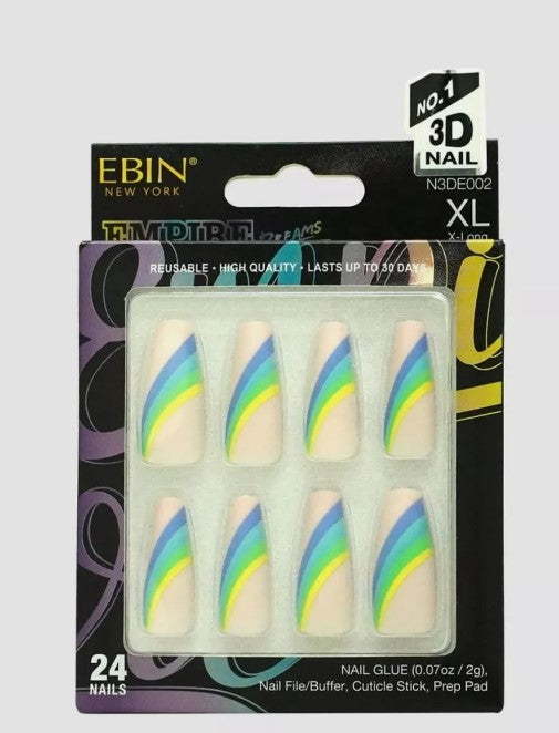 Ebin New York Empire Dreams Collection Nails Set 24pcs With Glue
