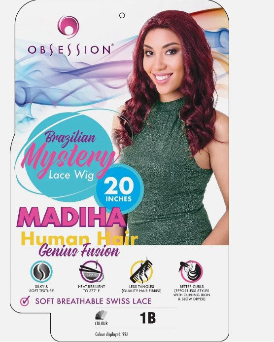 Obsession Brazilian Mystery Genius Fusion Human Hair Swiss Lace Wig - Madiha 20"