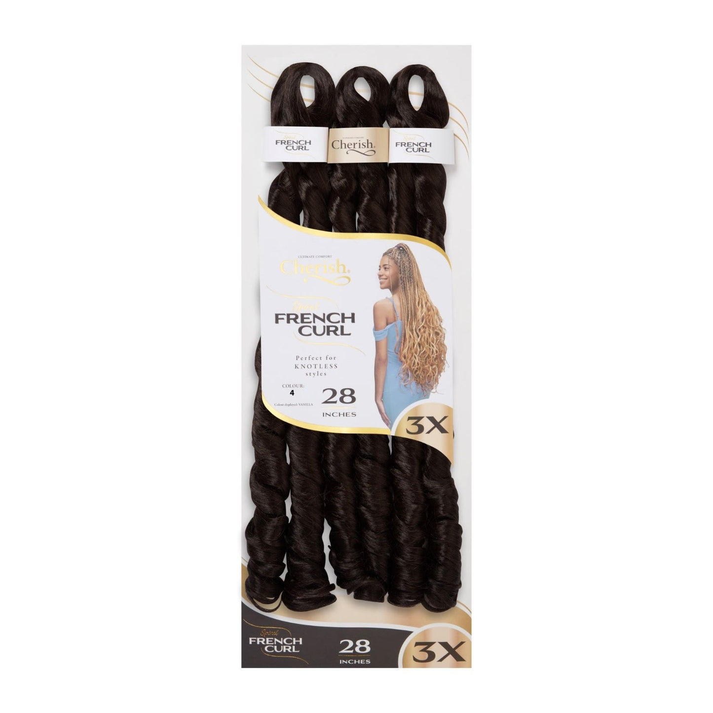 Cherish - 3 x Spiral French Curl 28"