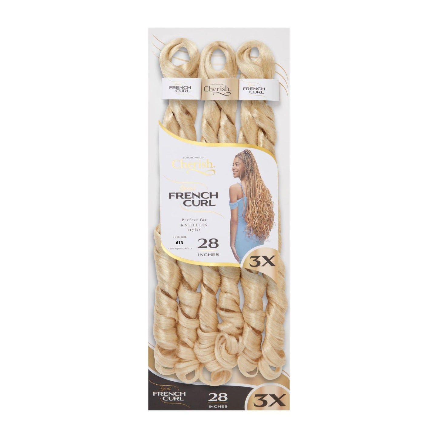 Cherish - 3 x Spiral French Curl 28"