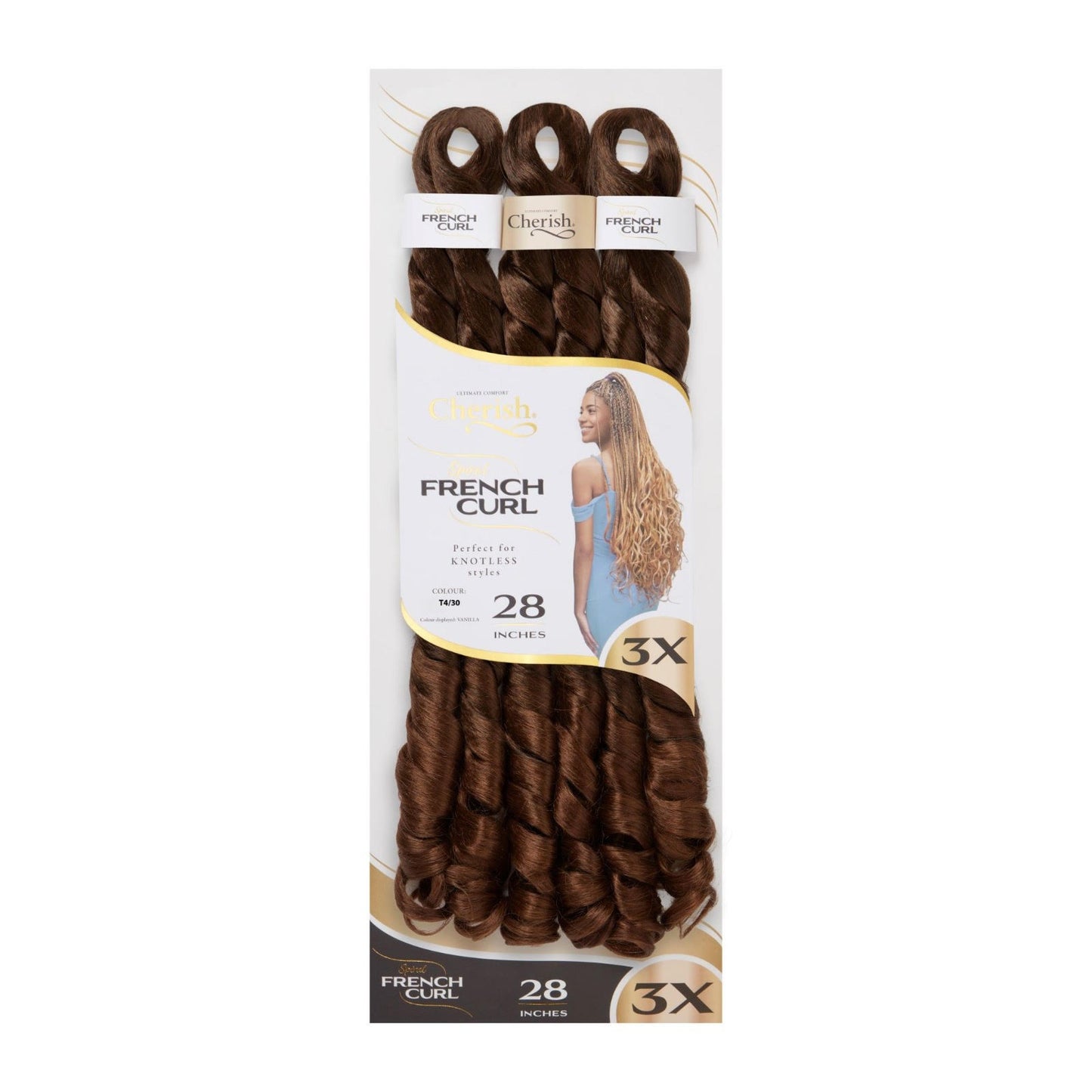 Cherish - 3 x Spiral French Curl 28"