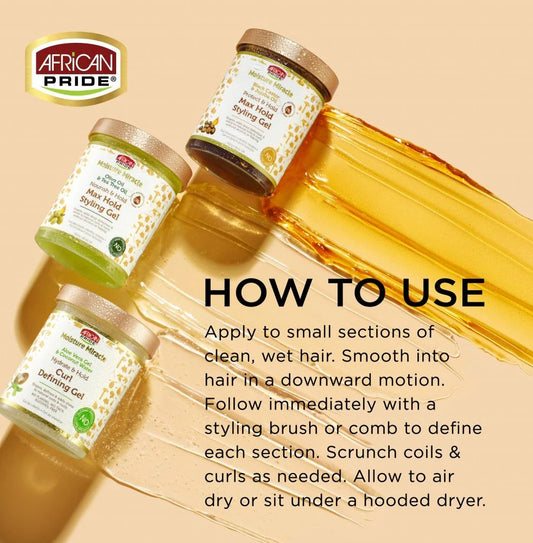 African Pride Moisture Miracle Black Castor & Jojoba Oil Max Hold Gel 510g