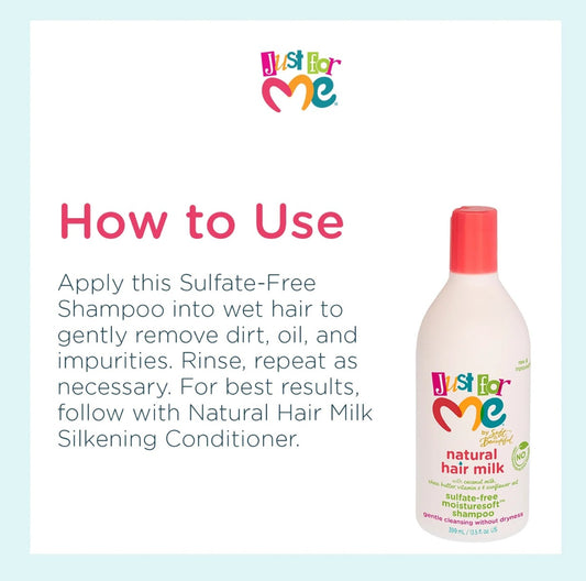 Just For Me Natural Hair Milk Sulphate Free Moisturesoft Shampoo 399ml