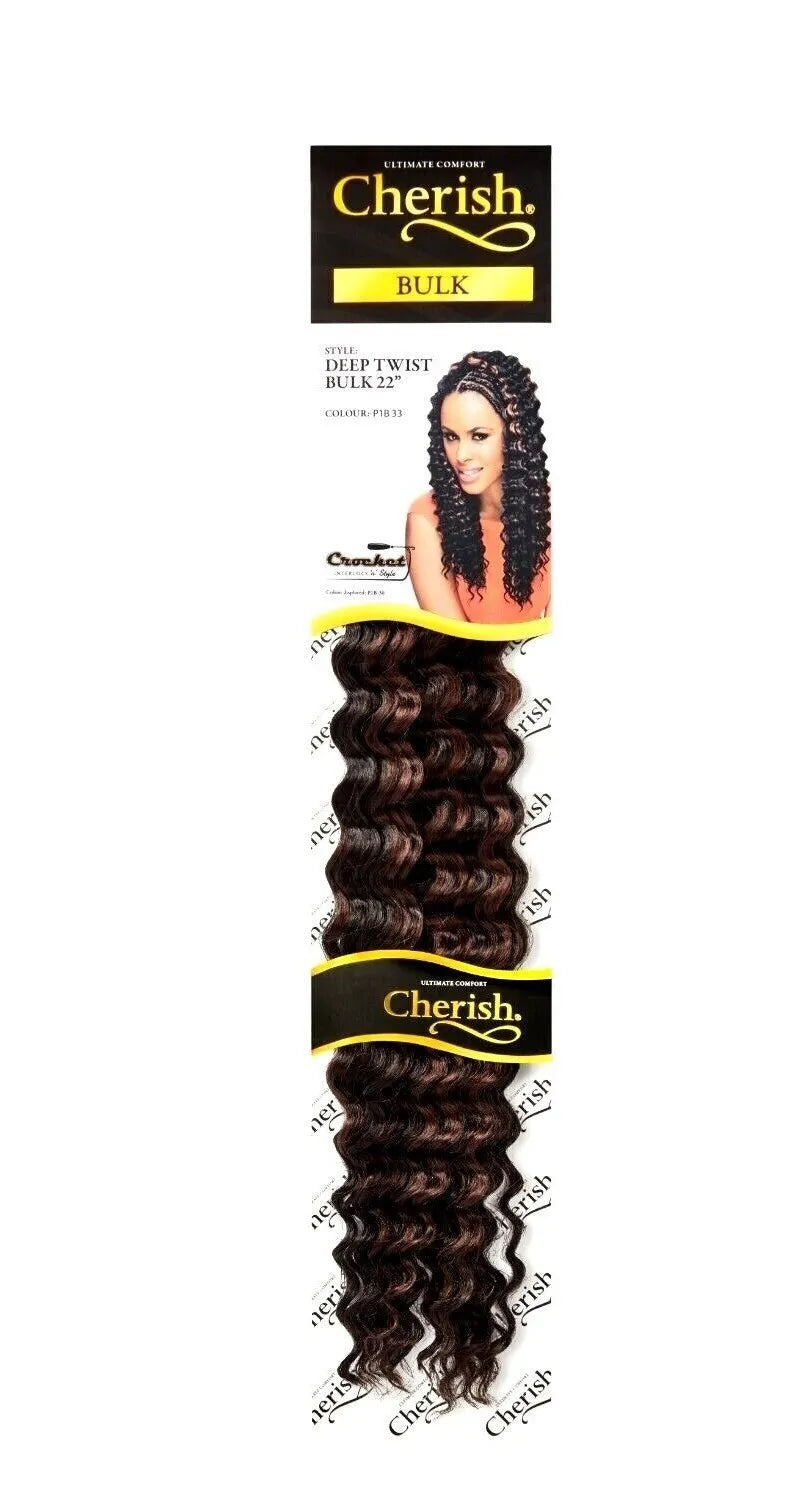 Cherish Synthetic Bulk Crochet Hair Extension Braids - Deep Twist 22 Inch