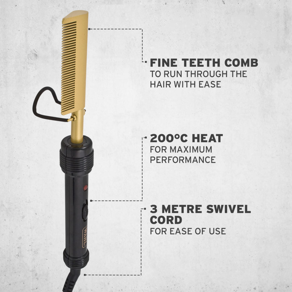 Wahl Straightening Hot Comb For Afro Hair Up To 200°C With Fine Teeth,LED light
