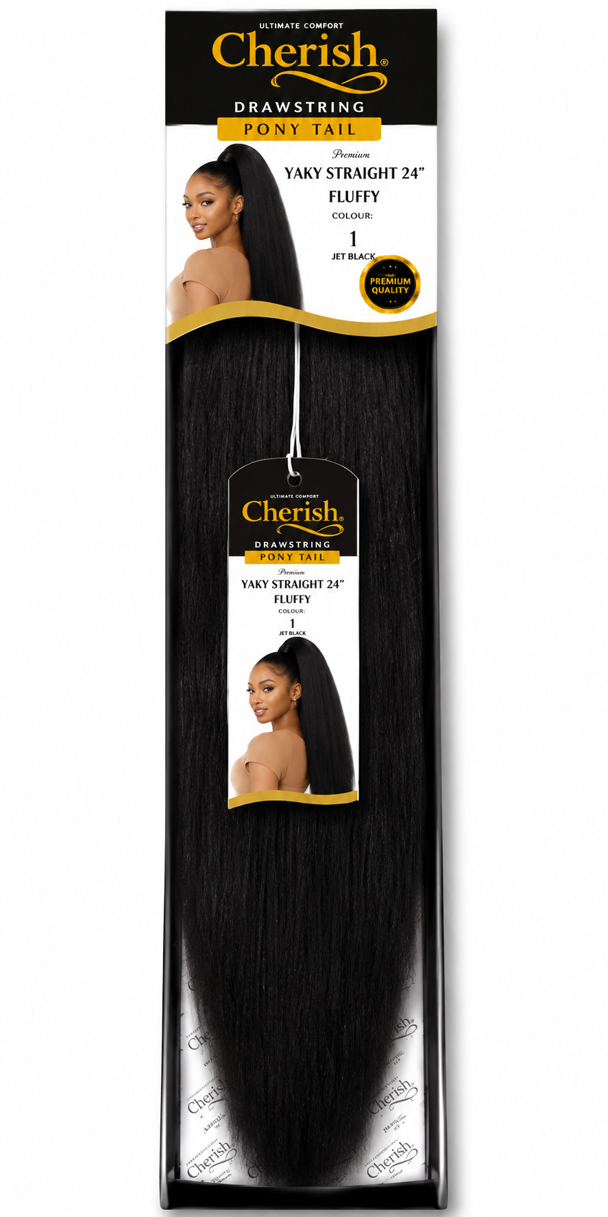 CHERISH SYNTHETIC LONG DRAWSTRING PONYTAIL - YAKY STRAIGHT 24 INCH FLUFFY