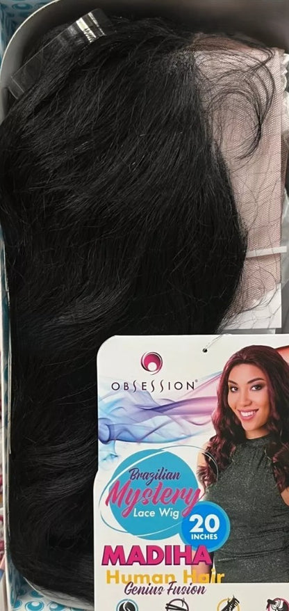 Obsession Brazilian Mystery Genius Fusion Human Hair Swiss Lace Wig - Madiha 20"