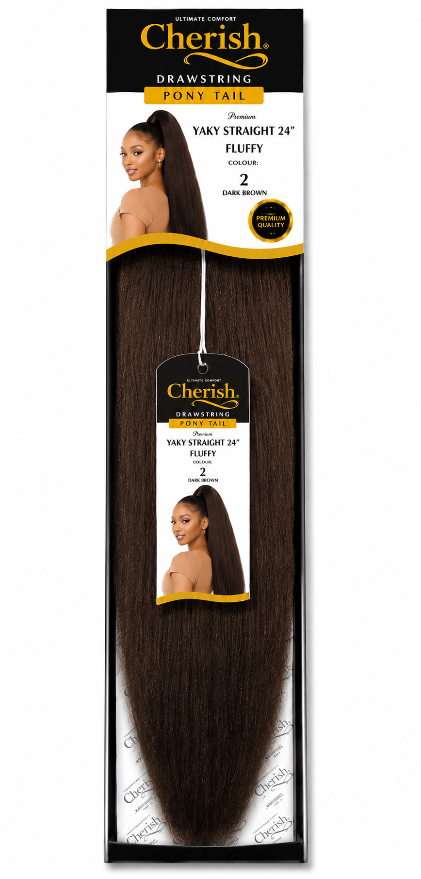 CHERISH SYNTHETIC LONG DRAWSTRING PONYTAIL - YAKY STRAIGHT 24 INCH FLUFFY