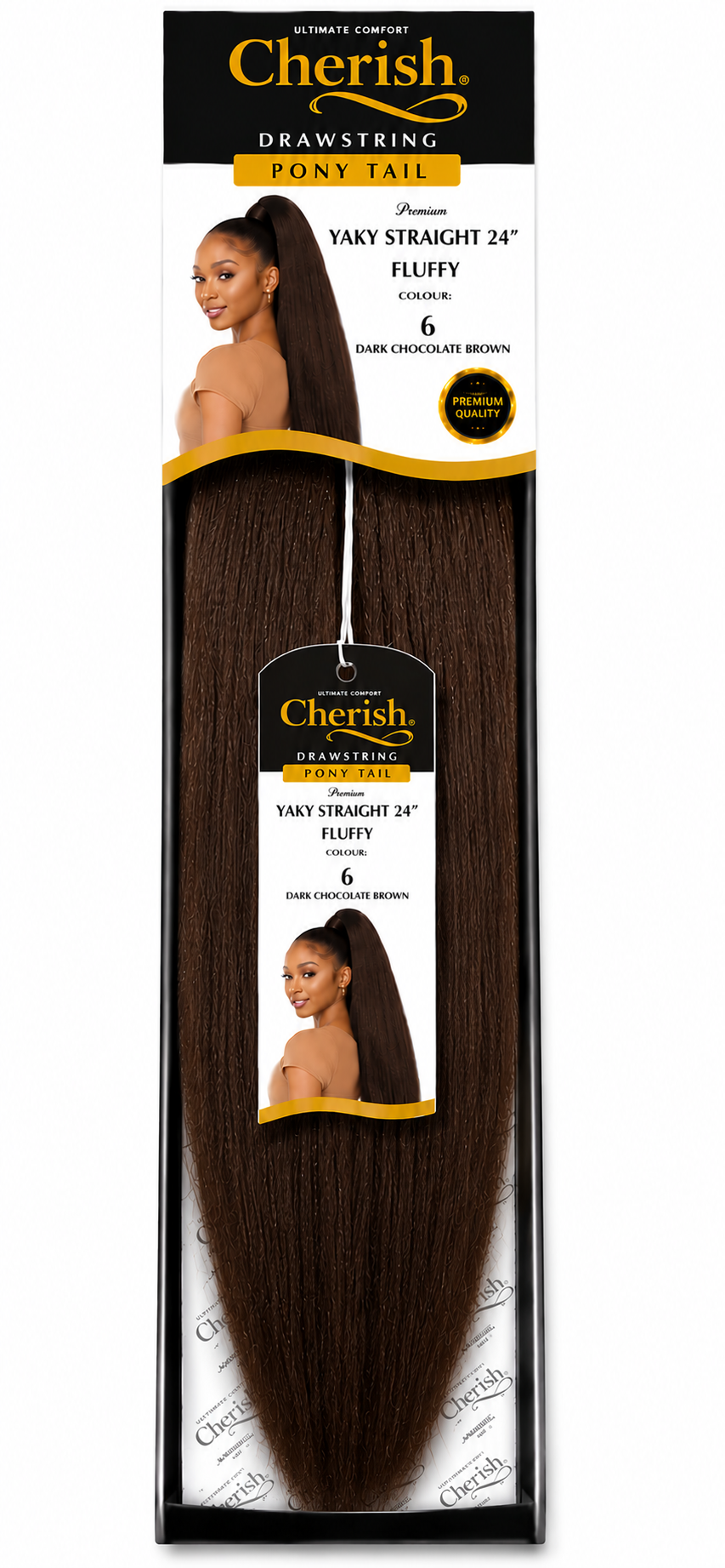 CHERISH SYNTHETIC LONG DRAWSTRING PONYTAIL - YAKY STRAIGHT 24 INCH FLUFFY