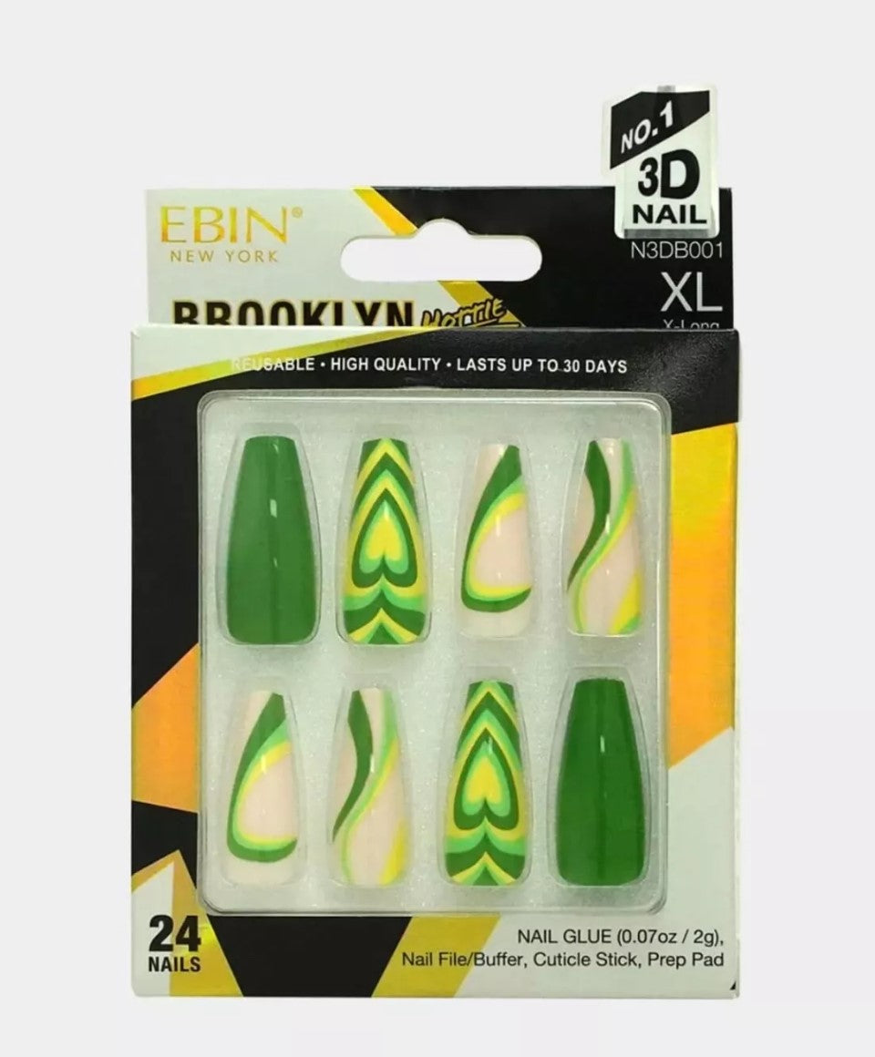 Ebin New York Brooklyn Hottie Collection Nails Set 24pcs With Glue