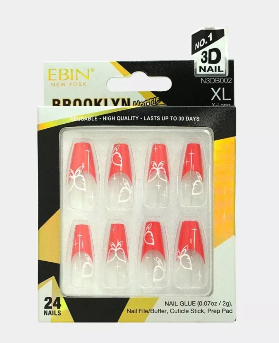 Ebin New York Brooklyn Hottie Collection Nails Set 24pcs With Glue
