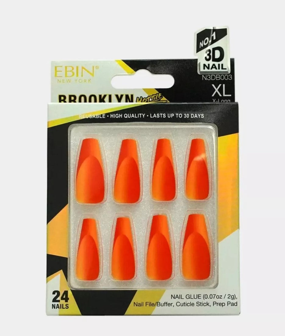 Ebin New York Brooklyn Hottie Collection Nails Set 24pcs With Glue