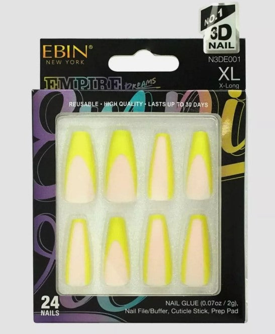 Ebin New York Empire Dreams Collection Nails Set 24pcs With Glue