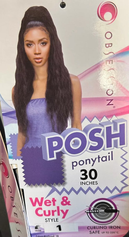 Obsession Synthetic Drawstring Wet & Curly Ponytail - Posh 30"