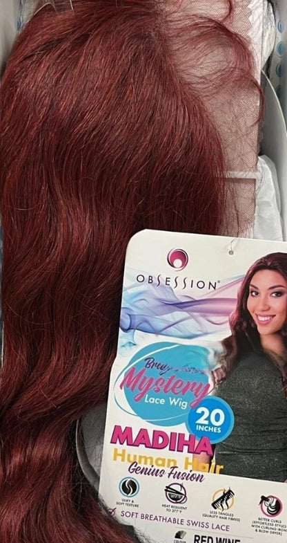 Obsession Brazilian Mystery Genius Fusion Human Hair Swiss Lace Wig - Madiha 20"