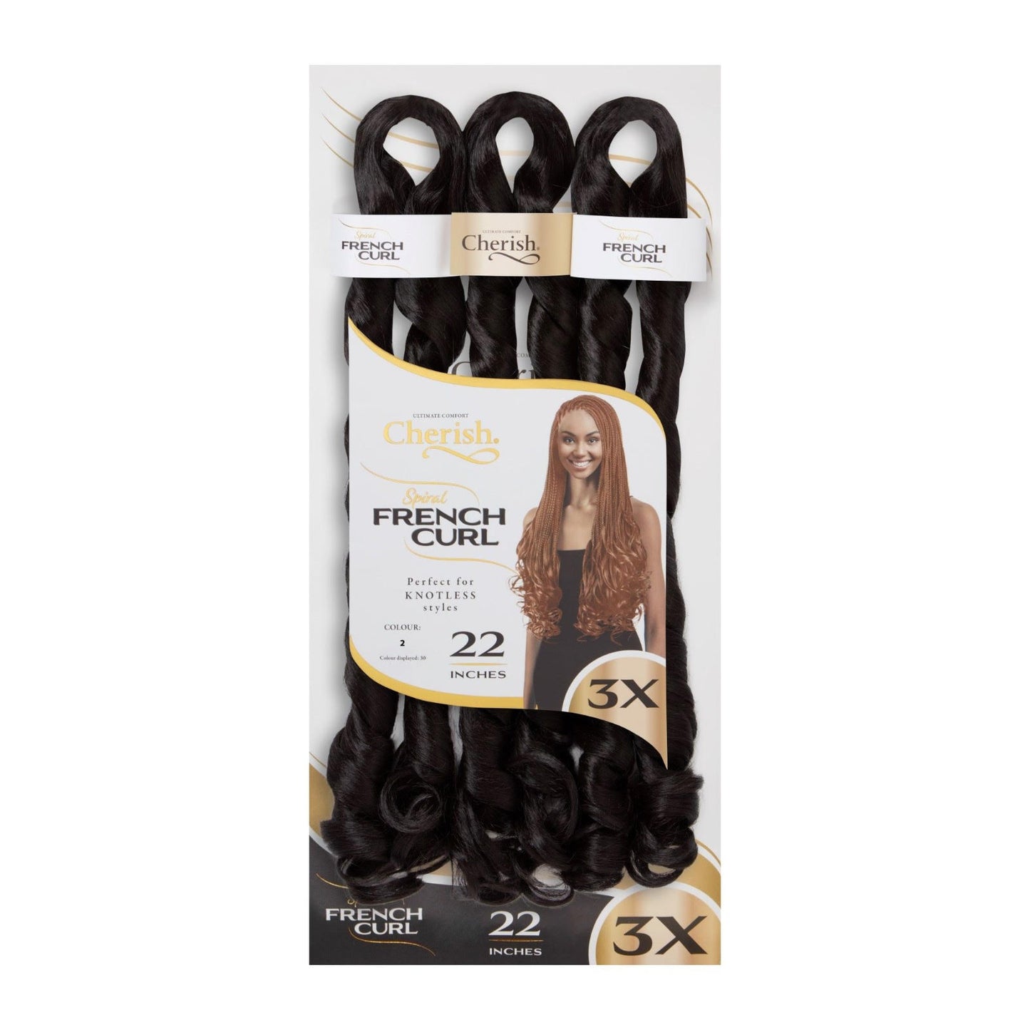 Cherish - 3 x Spiral French Curl 22"