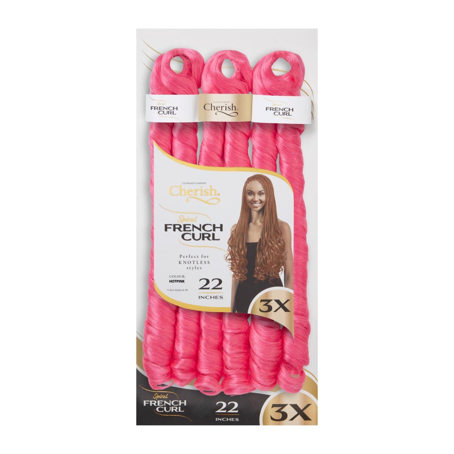 Cherish - 3 x Spiral French Curl 22"