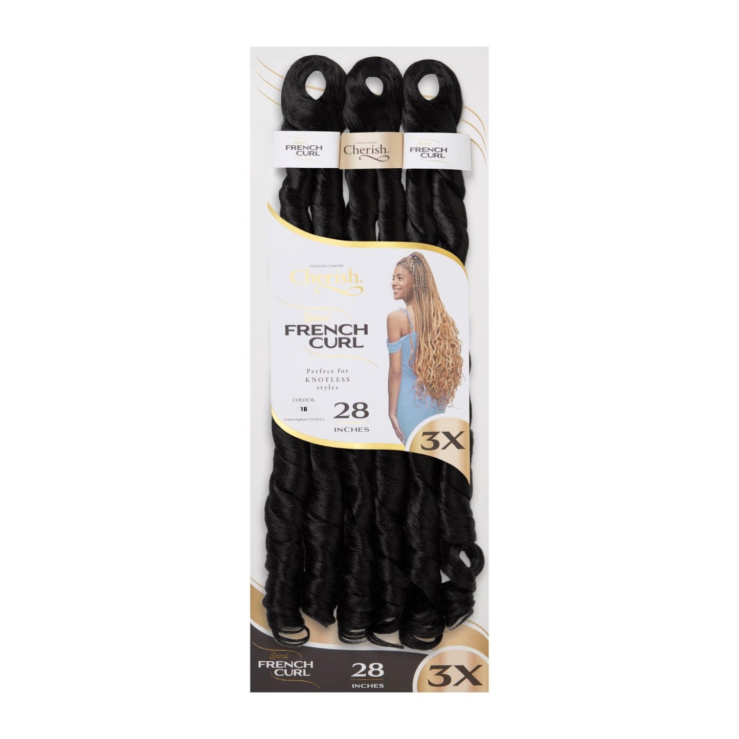 Cherish - 3 x Spiral French Curl  28"