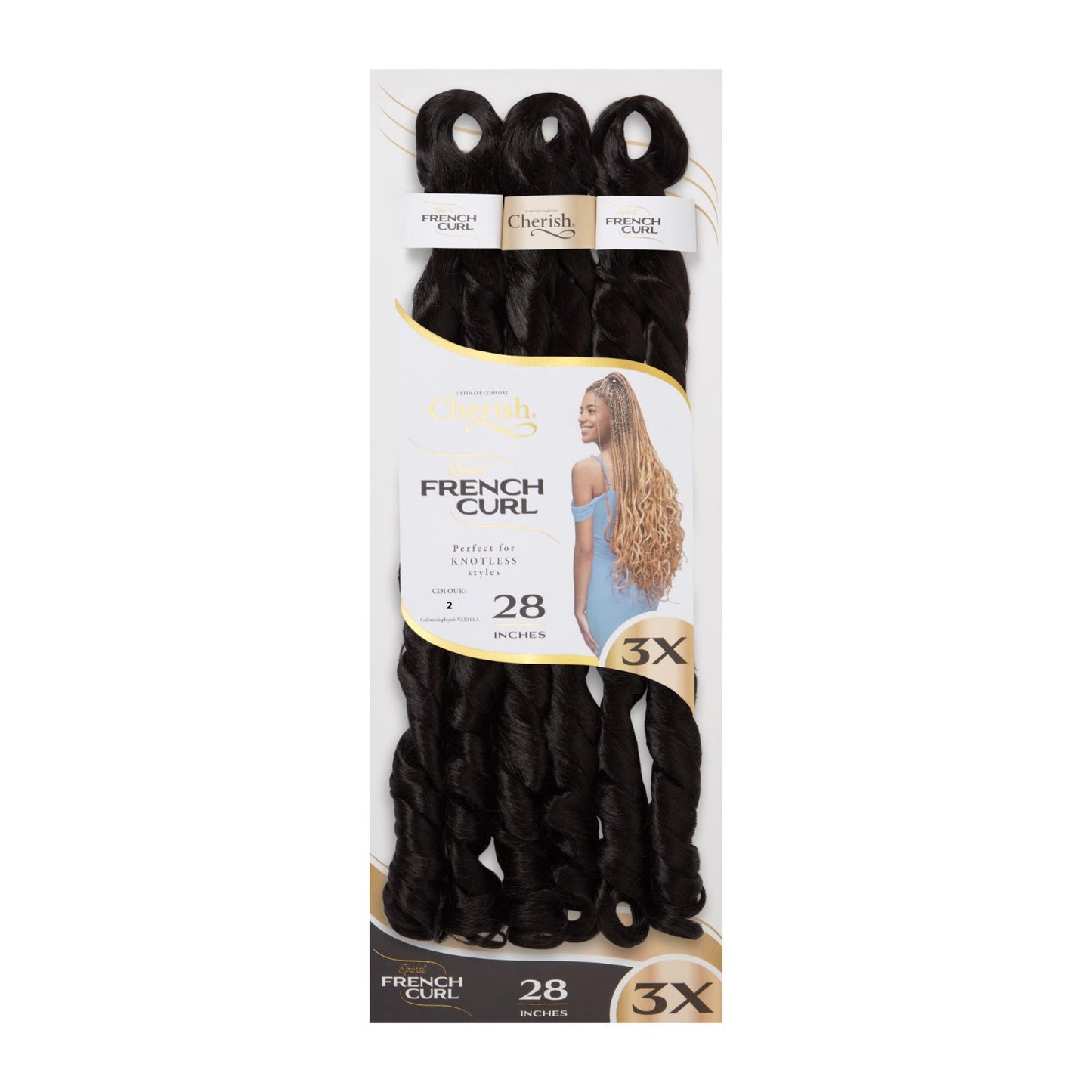 Cherish - 3 x Spiral French Curl  28"