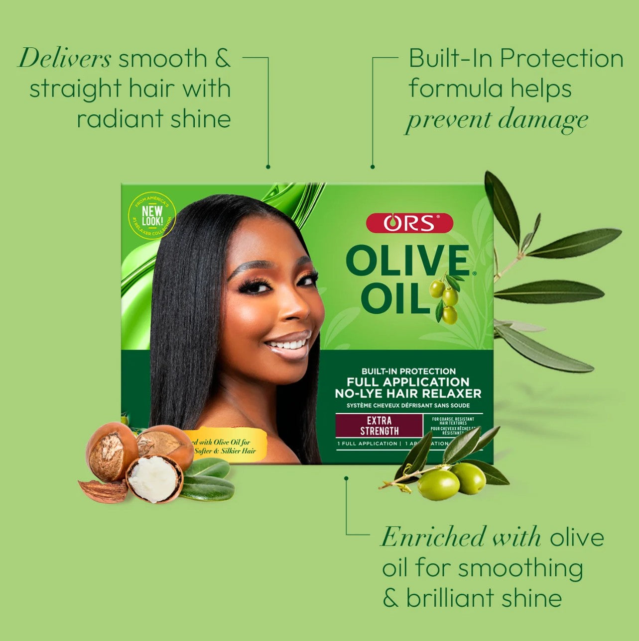 Organic Root Stimulator Olive Oil Built in Protection No-Lye Hair Relaxer Kit