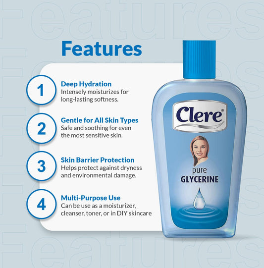 Clere Pure Glycerine – Multipurpose Intense Moisturizer for Skin & Hair 200ml