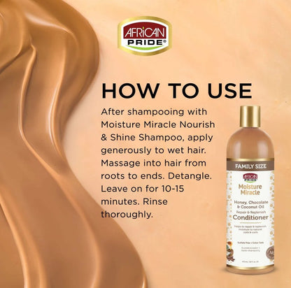 African Pride Moisture Miracle Honey Chocolate And Coconut Oil Conditioner 475ml