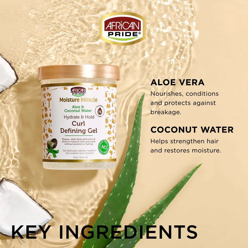 African Pride Moisture Miracle Aloe & Coconut Water Curl Defining Gel 510g