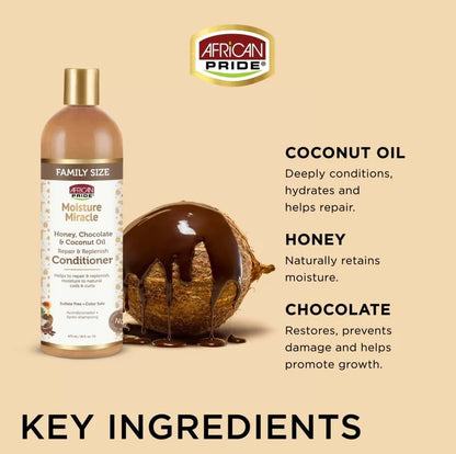 African Pride Moisture Miracle Honey Chocolate And Coconut Oil Conditioner 475ml