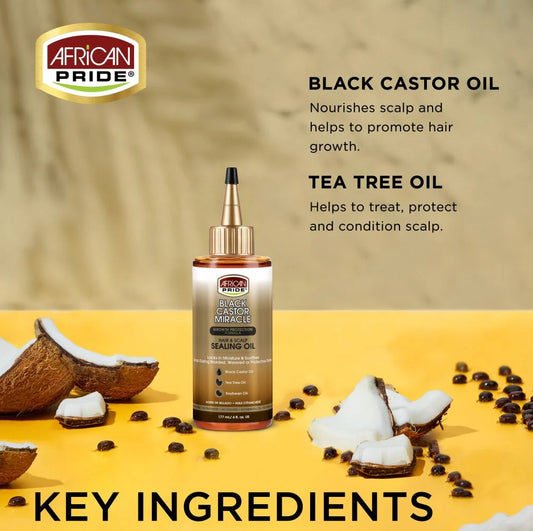 African Pride Black Castor Miracle Hair & Scalp Sealing Oil 177ml