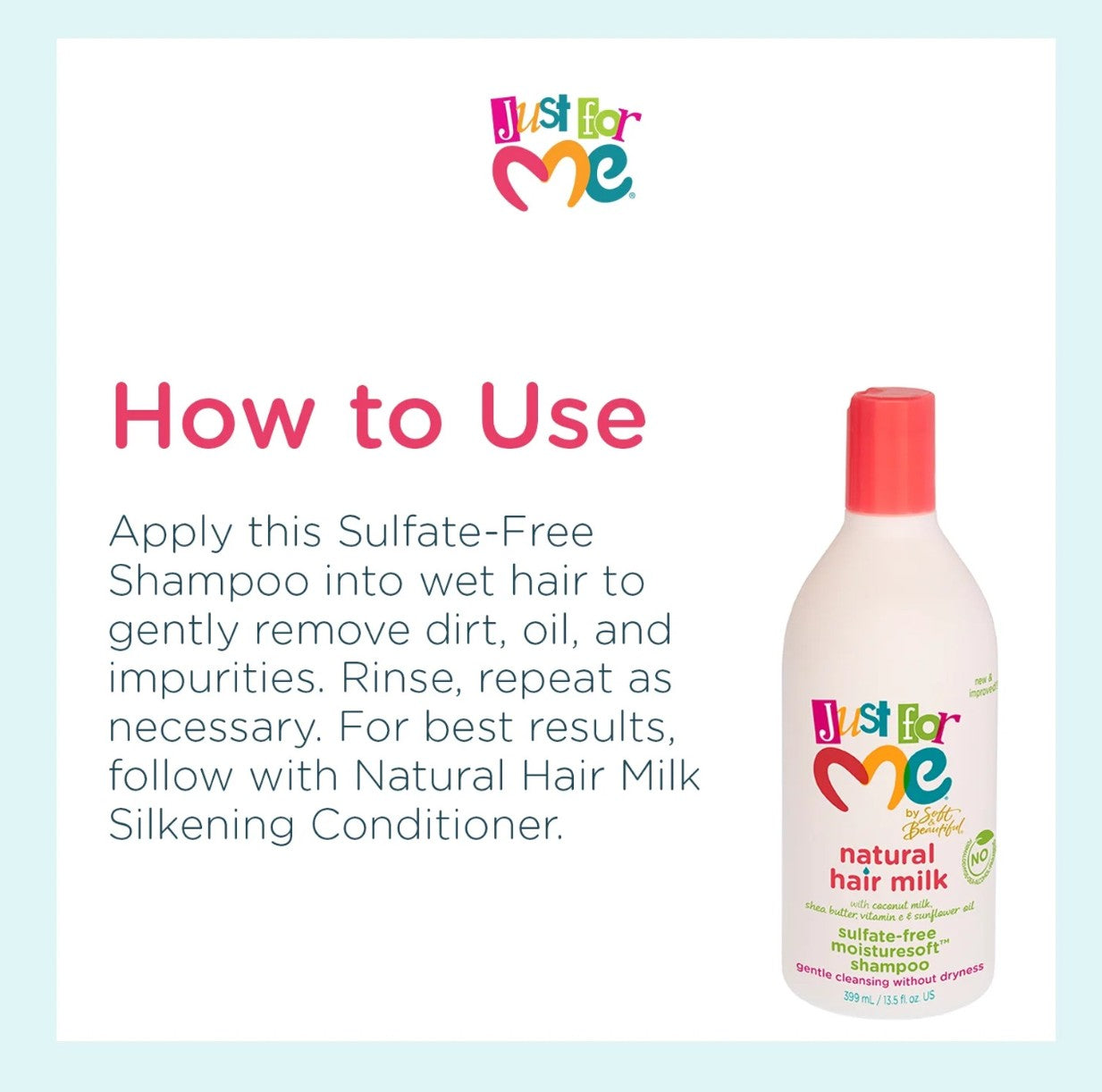 Just For Me Natural Hair Milk Sulphate Free Moisturesoft Shampoo 399ml