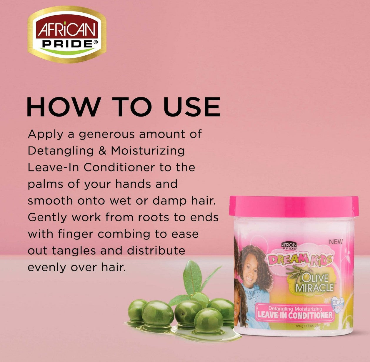 African Pride Dream Kids Olive Miracle Detangling Leave In Conditioner 425g