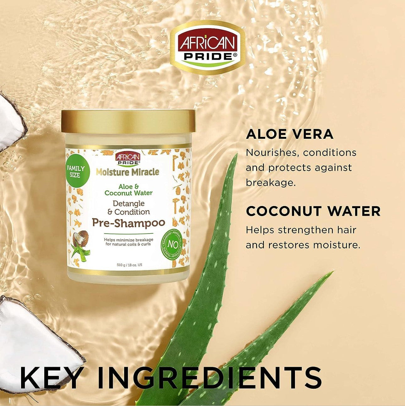 African Pride Moisture Miracle Aloe & Coconut Water Pre-Shampoo 340g