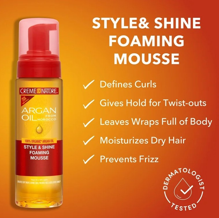 Creme of Nature Argan Oil Style & Shine Foaming Mousse 207ml