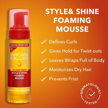 Creme of Nature Argan Oil Style & Shine Foaming Mousse 207ml