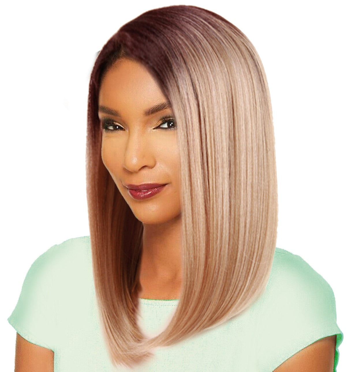 Sleek Synthetic Lace Parting Wig - Viola
